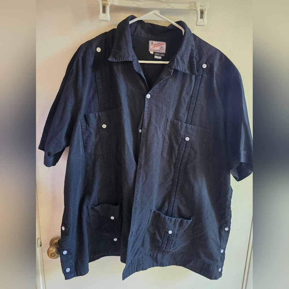 Guayabera Autentica Mens Linen Button Up Top Small View 4